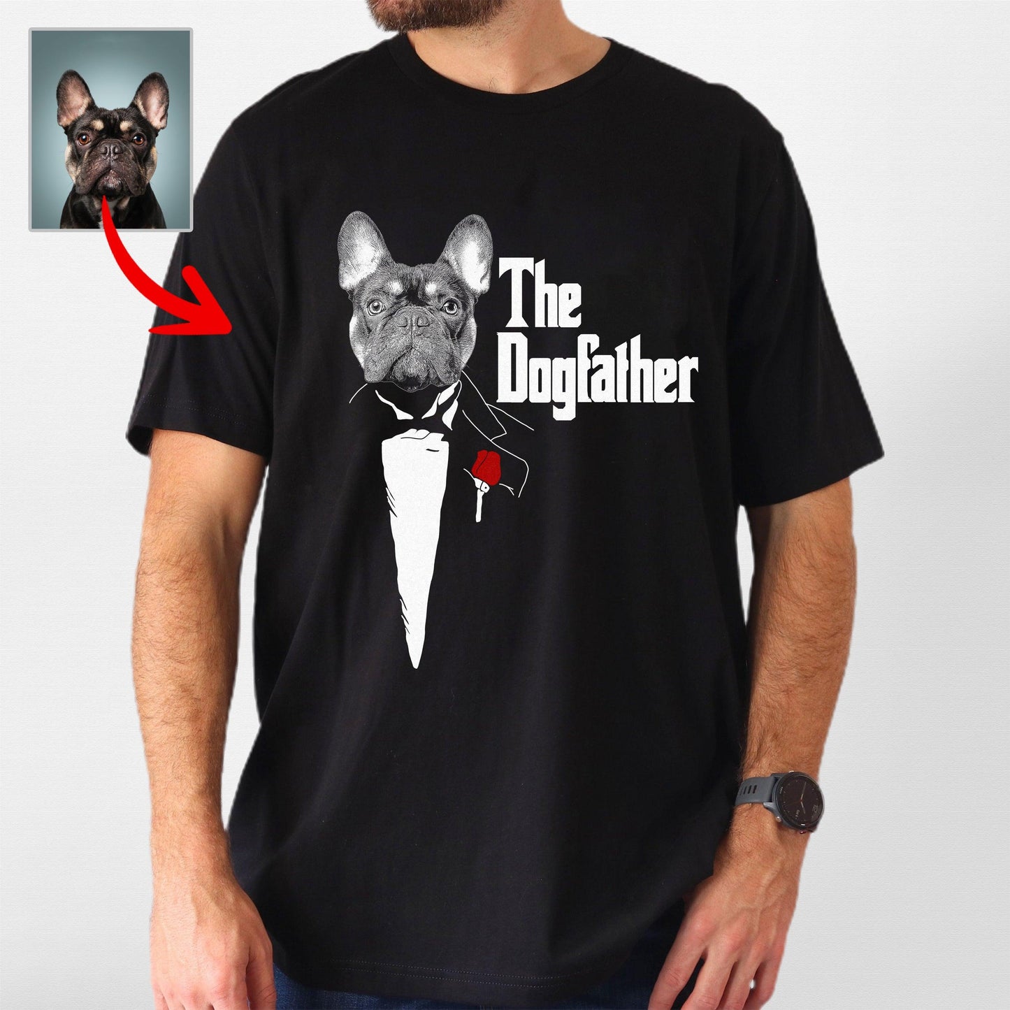 Personalized French Bulldog Shirts the Dogfather B, custom pet portrait gift for pet lovers (view 5)