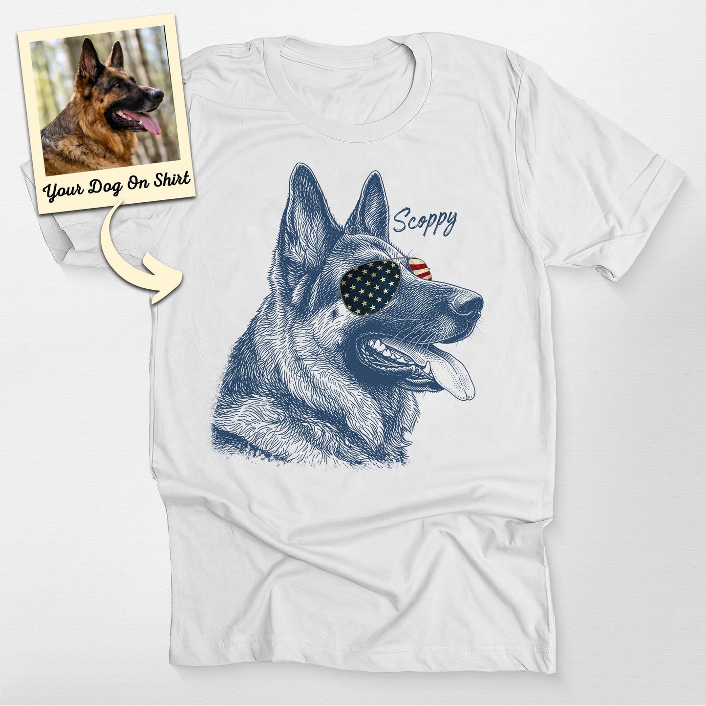 Personalized German Shepherd Dog Shirt American Fl, custom pet portrait gift for pet lovers (view 7)