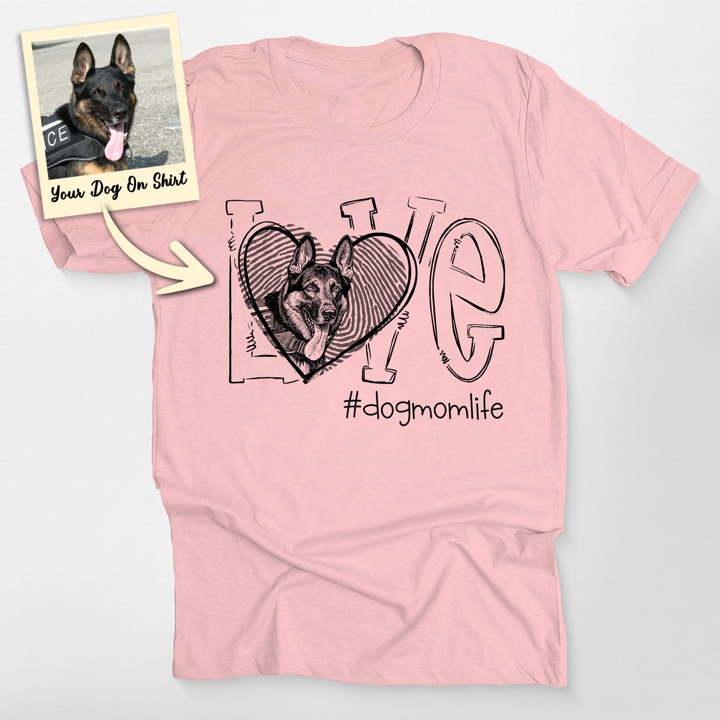 Personalized German Shepherd Shirt Dog Mom Life T, custom pet portrait gift for pet lovers (view 5)