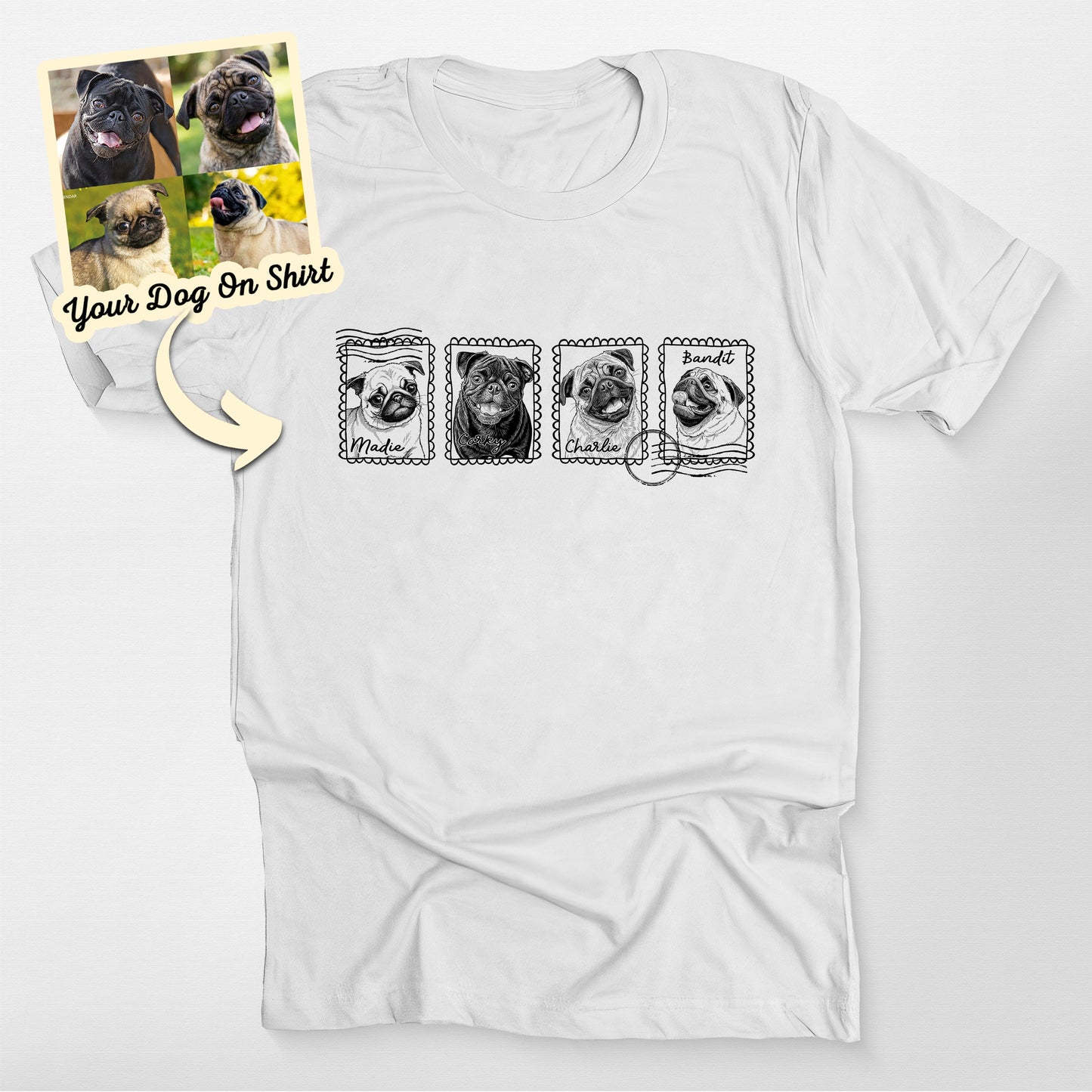 Personalized Pug Stamp Frame T-Shirt (view 6)