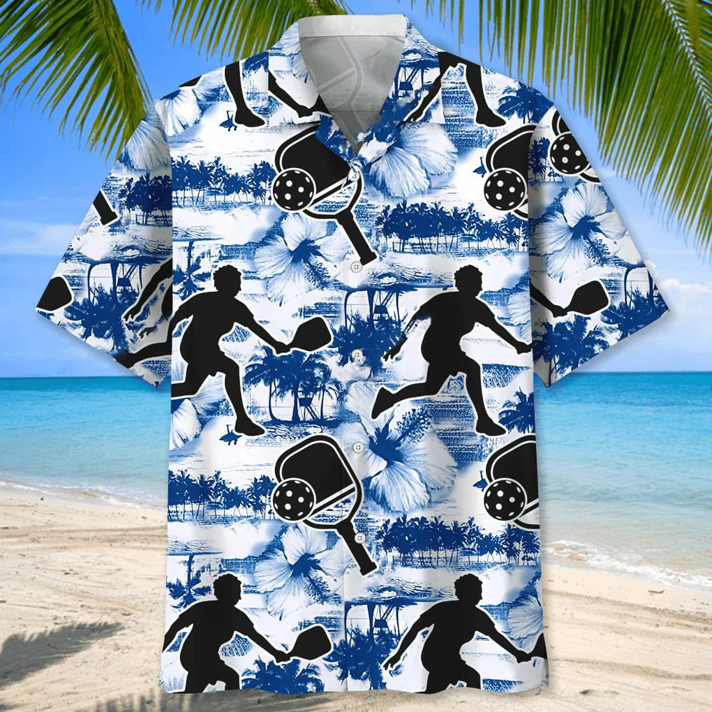 Pickleball Blue Nature Hawaiian Shirt, custom shirt gift for men (view 2)