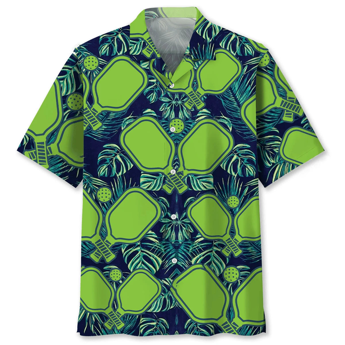 Pickleball Green Leaves Hawaiian Shirt, custom shirt gift for men (view 4)