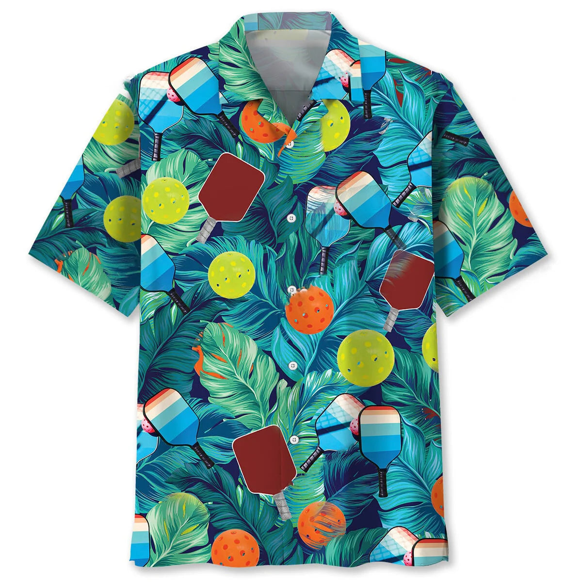Pickleball Tropical Green Hawaiian Shirt, custom shirt gift for men (view 2)