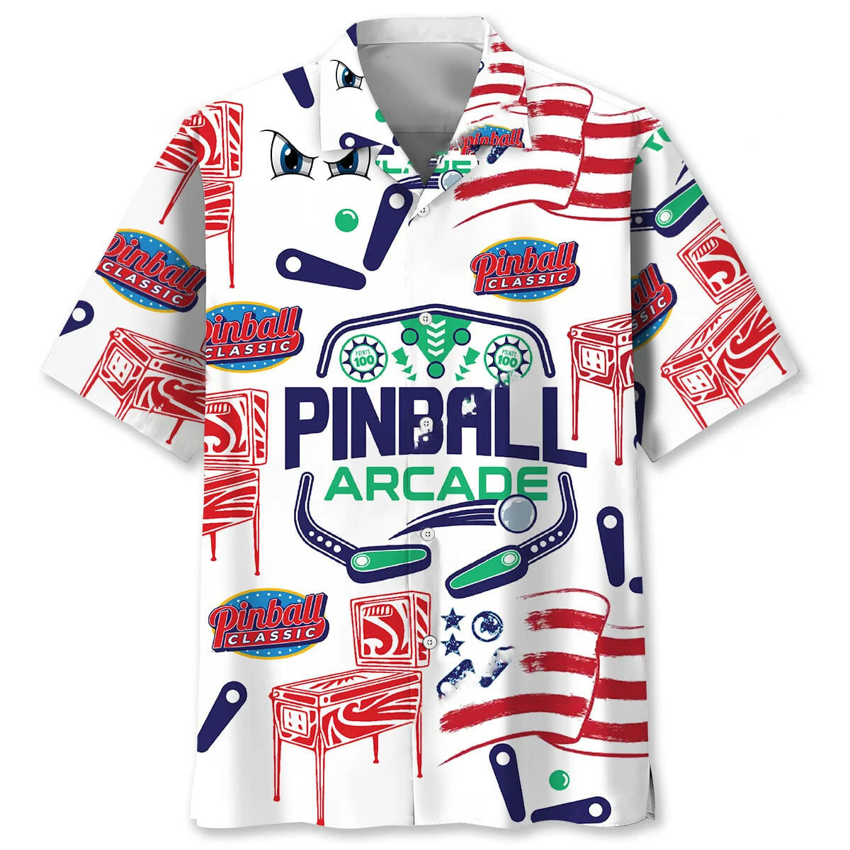 Pinball Arcade Hawaiian Shirt, custom shirt gift for men (view 4)