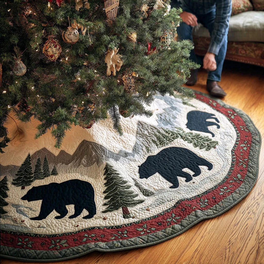 Pine Hollow Bear Christmas Quilted Tree Skirt