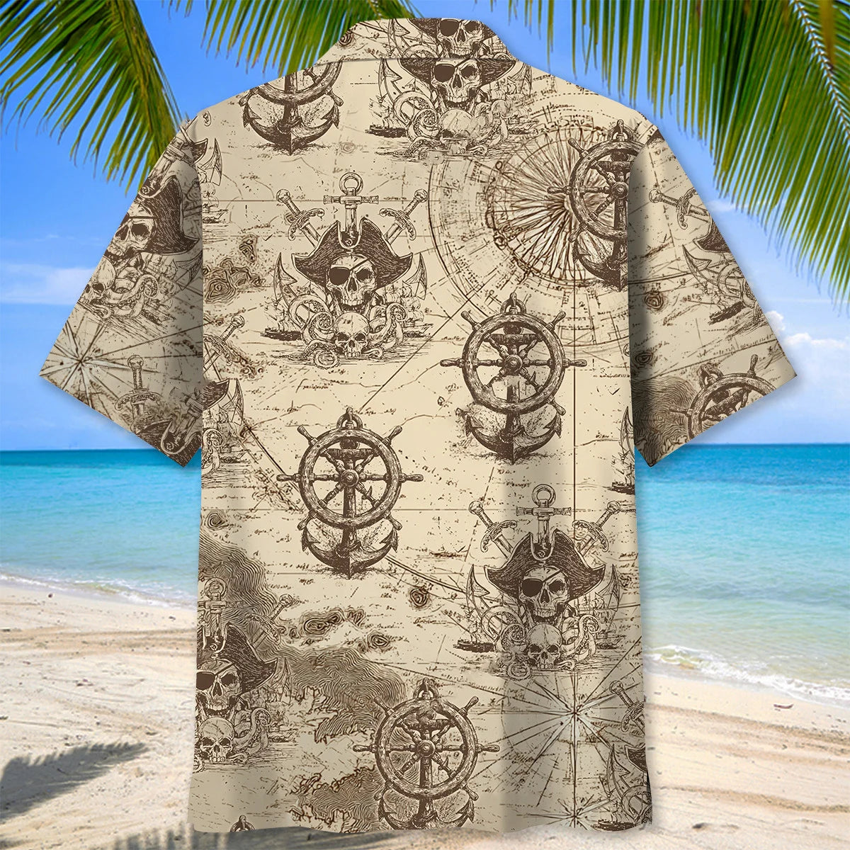 Pirate Vintage Map Hawaiian Shirt, custom shirt gift for men (view 4)