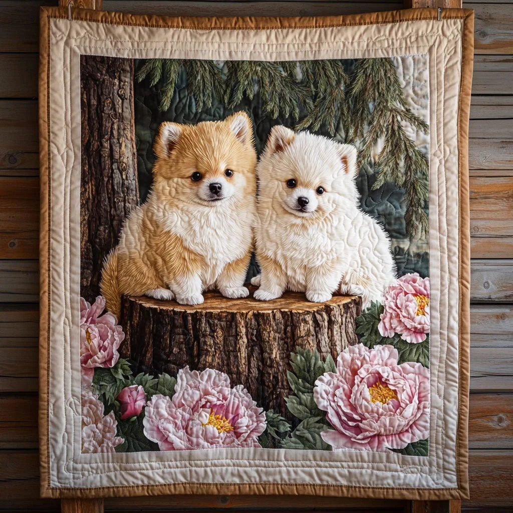 Pom Pom Couple Quilt Blanket