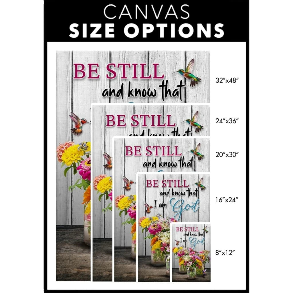 psalm 46 10 be still and know hummingbirds vase of flowers wall art canvas (view 5)