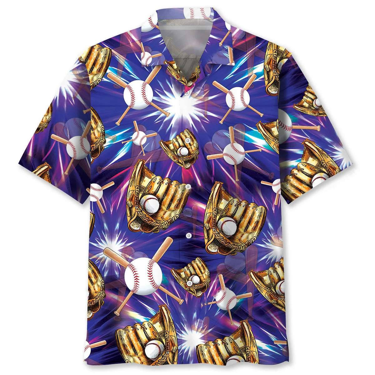 Purple Baseball Gloves Hawaiian Shirt, custom shirt gift for men (view 5)