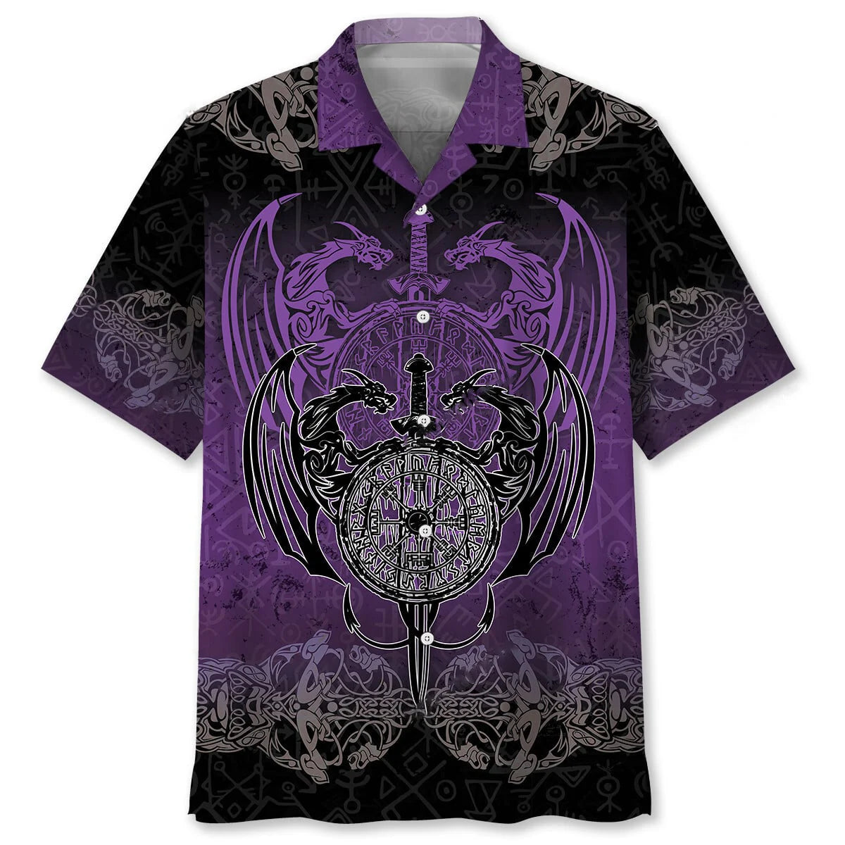 Purple Dragon Hawaiian Shirt, custom shirt gift for men (view 2)