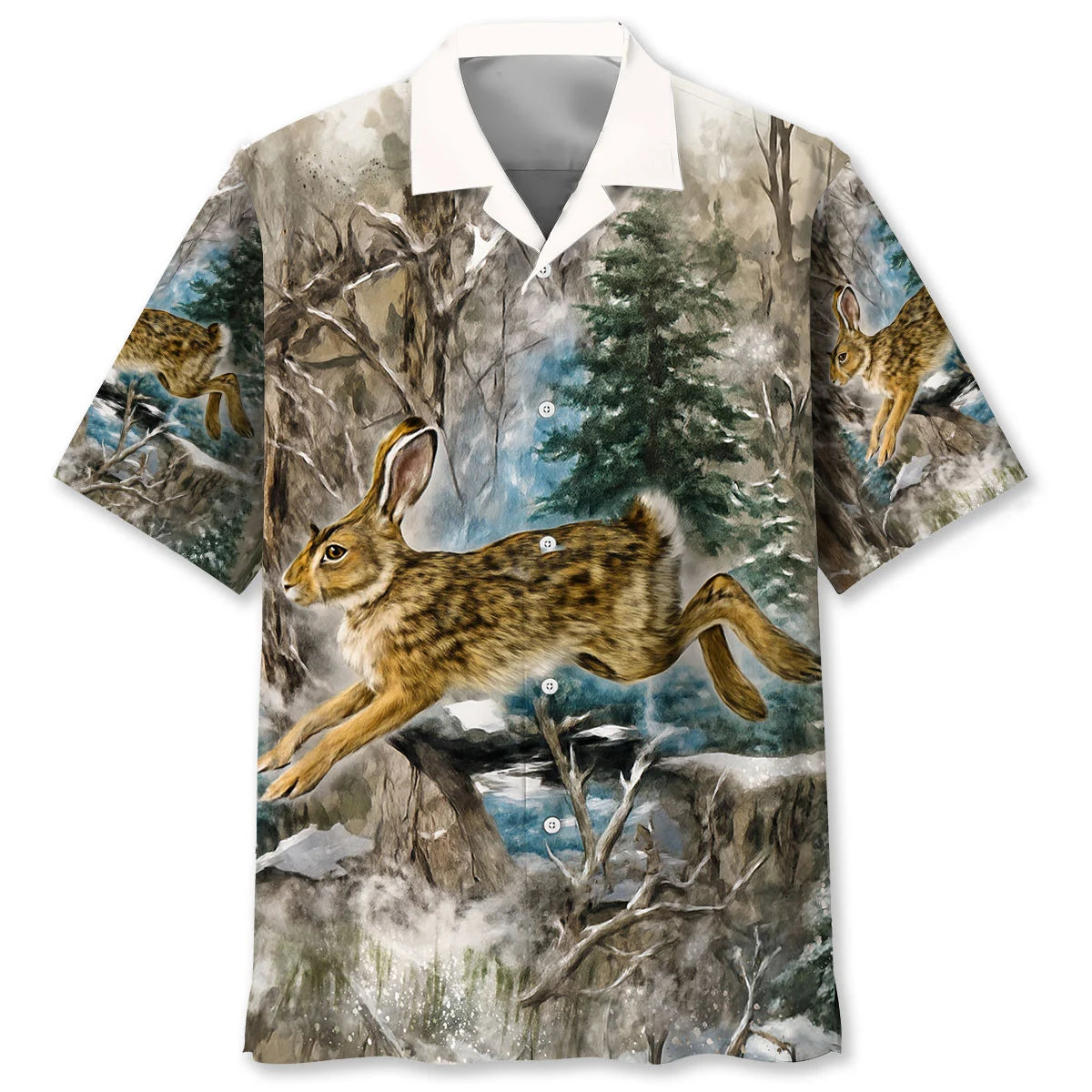 Rabbit Jumps Hunting AOP Shirt, custom shirt gift for men (view 4)