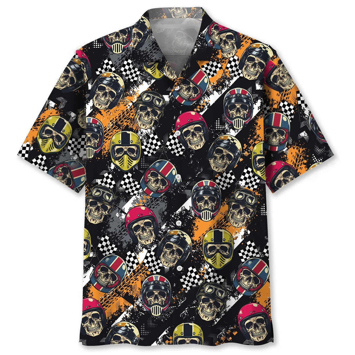 Racing Motorcycle Skull Hawaiian Shirt, custom shirt gift for men (view 4)