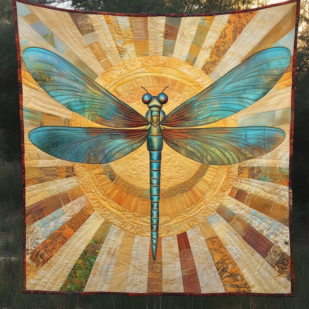 Radiant Dragonfly Quilt Blanket