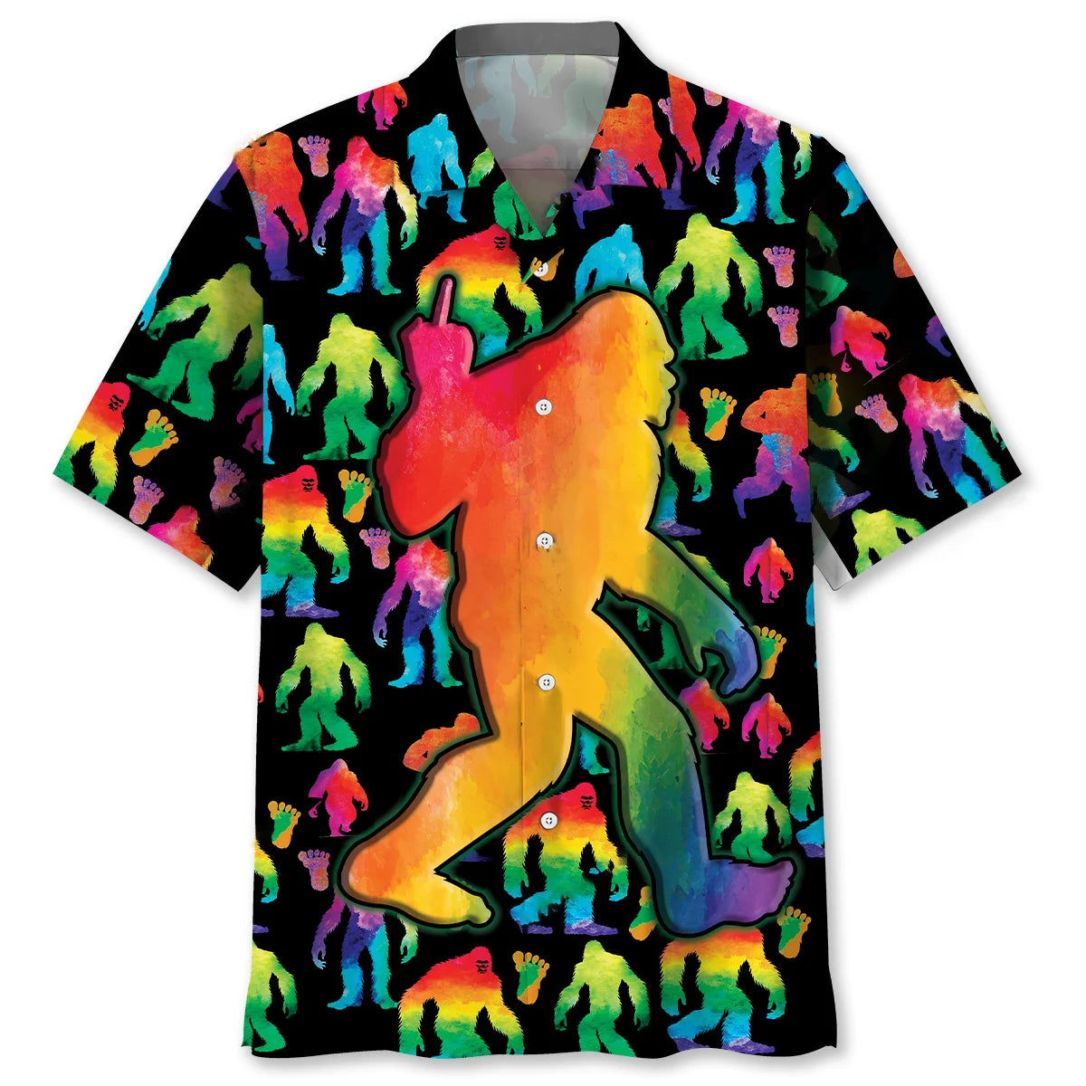 Rainbow Bigfoot Party Hawaiian Shirt, custom shirt gift for men (view 4)
