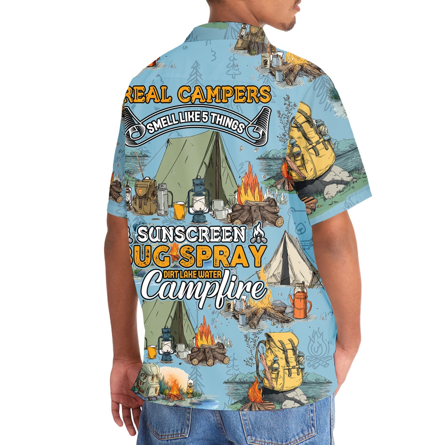 Real Campers Smell Like 5 Things Hawaiian Shirt - 3XL - hawaiian shirt