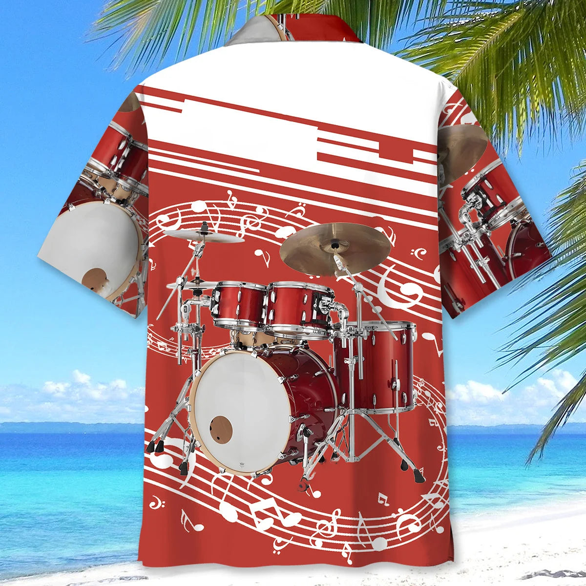 Red Drum Set Hawaiian Shirt, custom shirt gift for men (view 4)