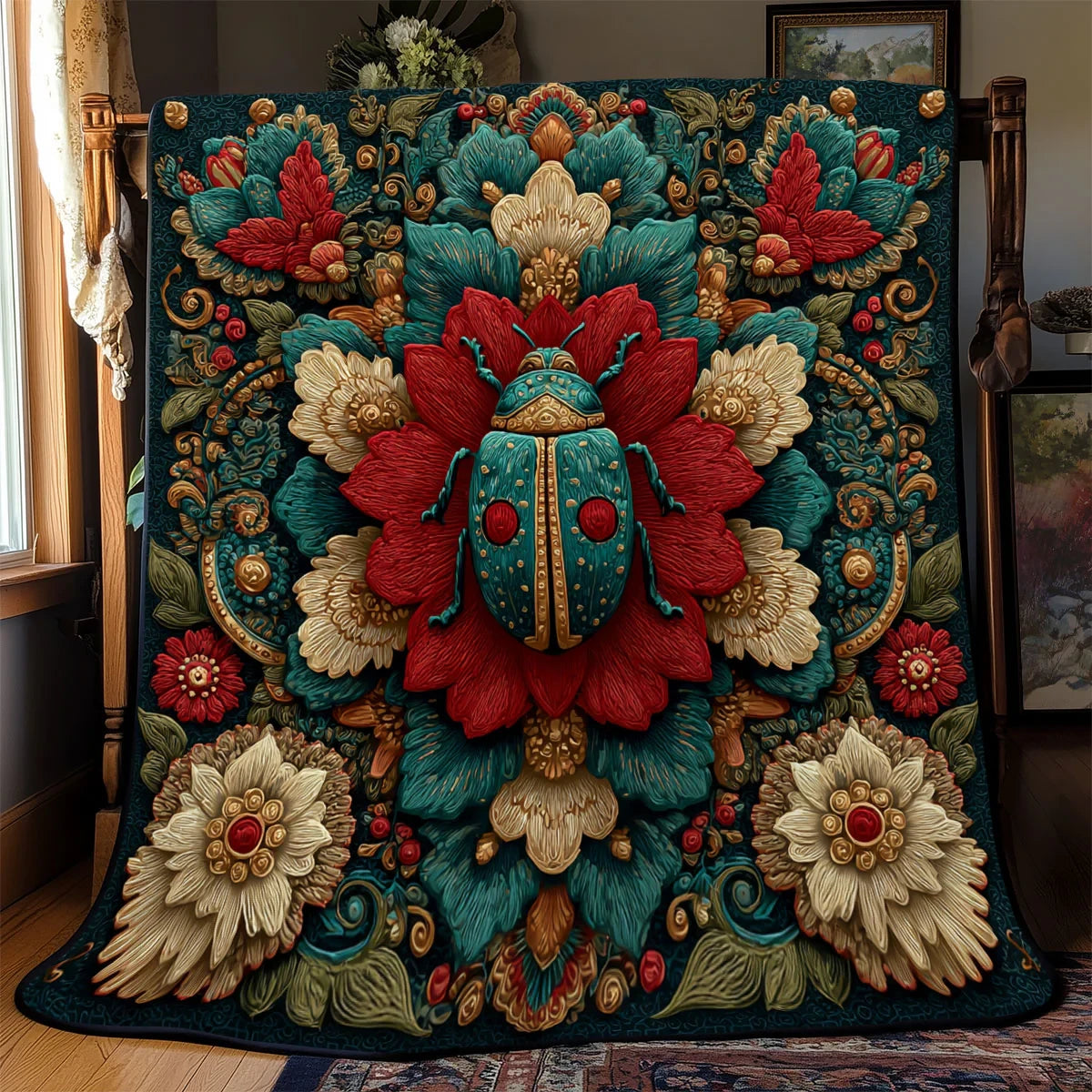Regal Garden Ladybug Quilt Blanket