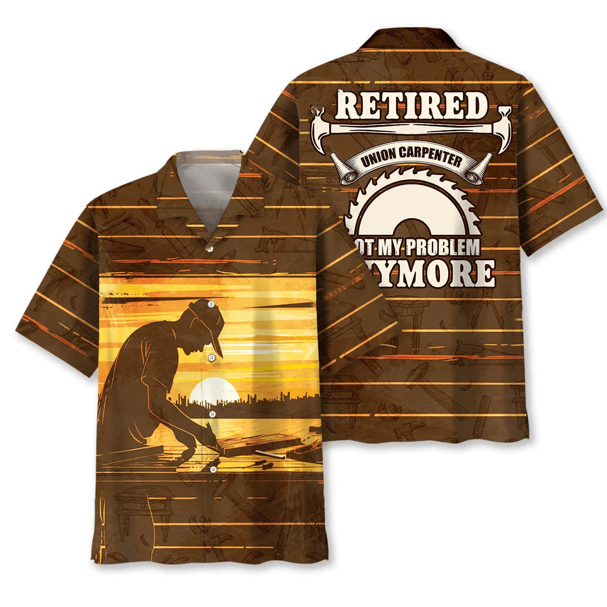 Retired Carpenter Hawaiian Shirt, custom shirt gift for men (view 4)