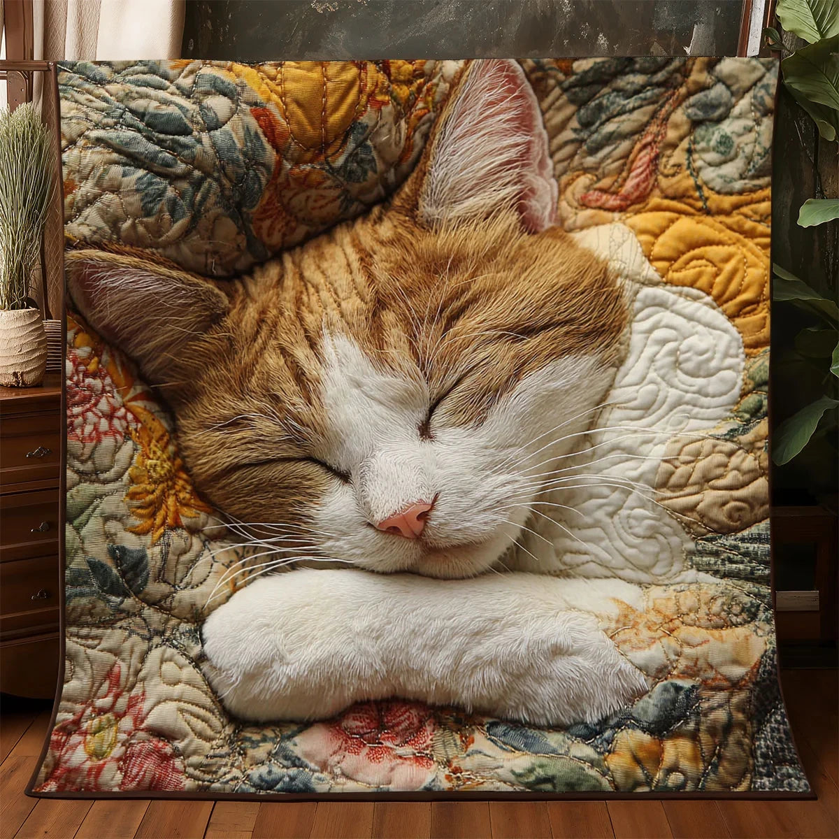 Retro Catnap Quilt Blanket