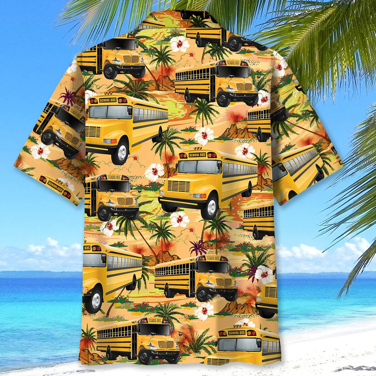 Retro Beach School Bus Hawaiian Shirt, custom shirt gift for men (view 4)