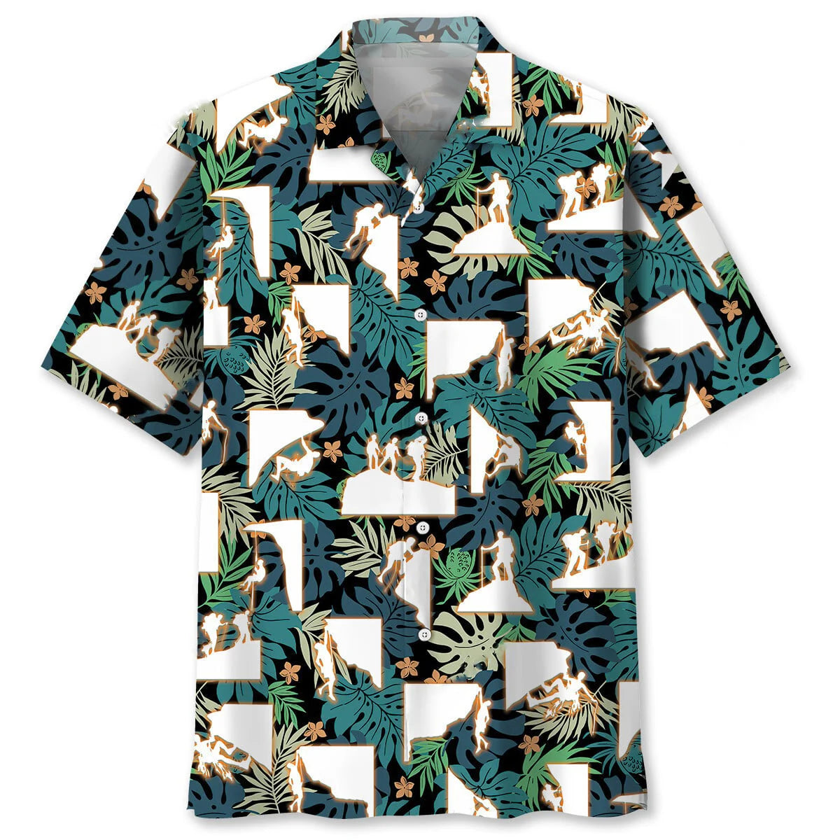 Retro Mountain Climbing Hawaiian Shirt, custom shirt gift for men (view 3)