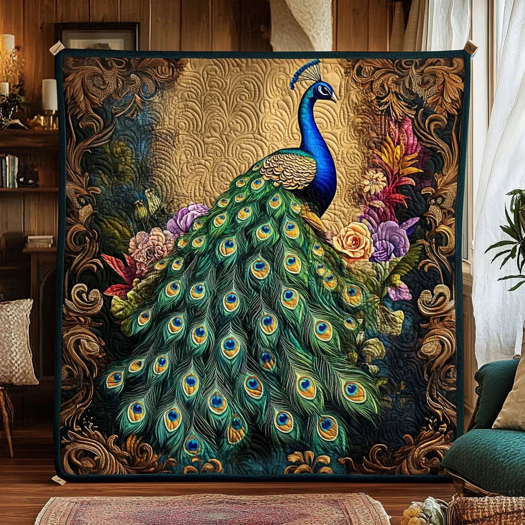 Royal Peacock Quilt Blanket