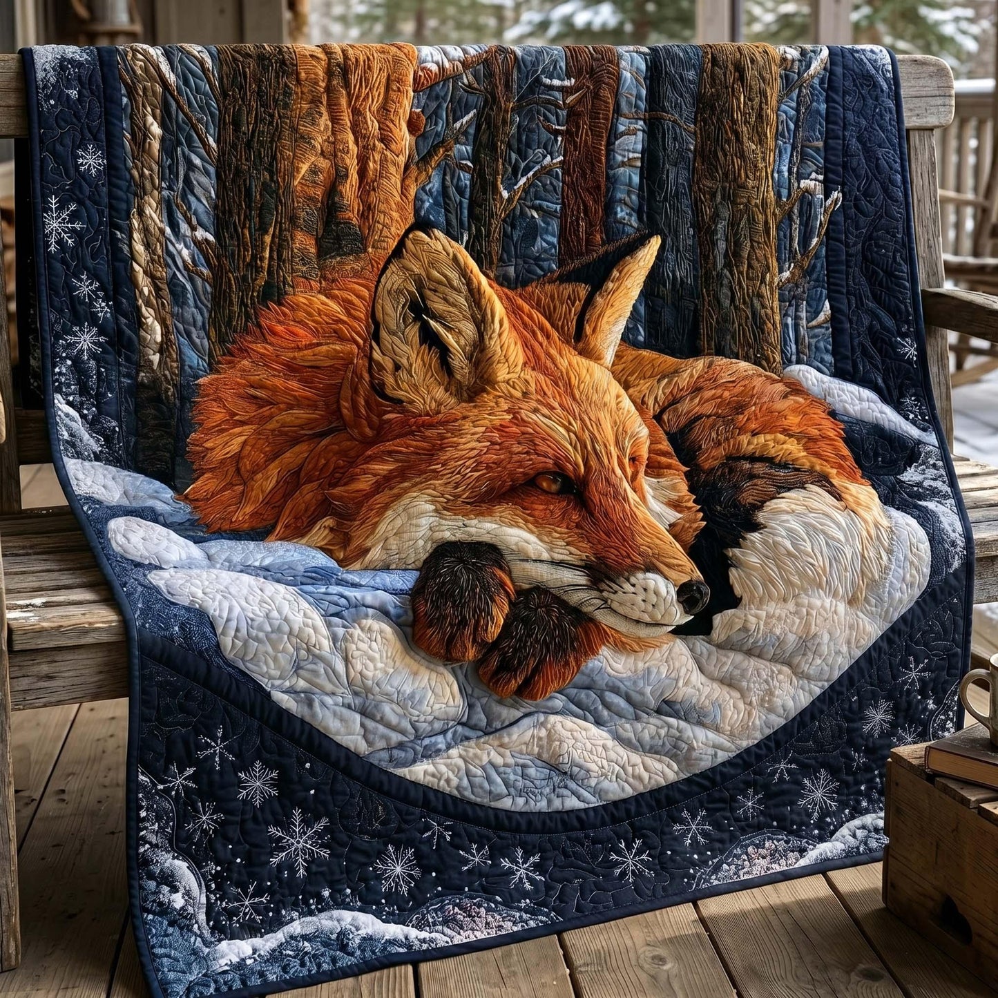 Rustic Fox Quilt Blanket - Quilted Blanket by OtterMia