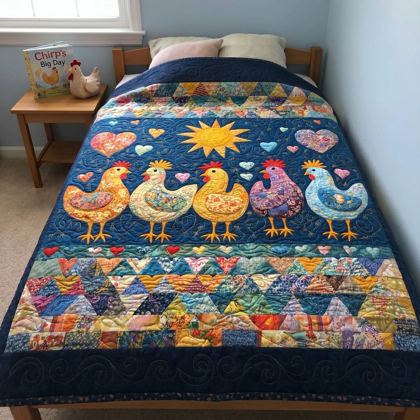 Rustic Poultry Quilt Blanket - Quilted Blanket by OtterMia