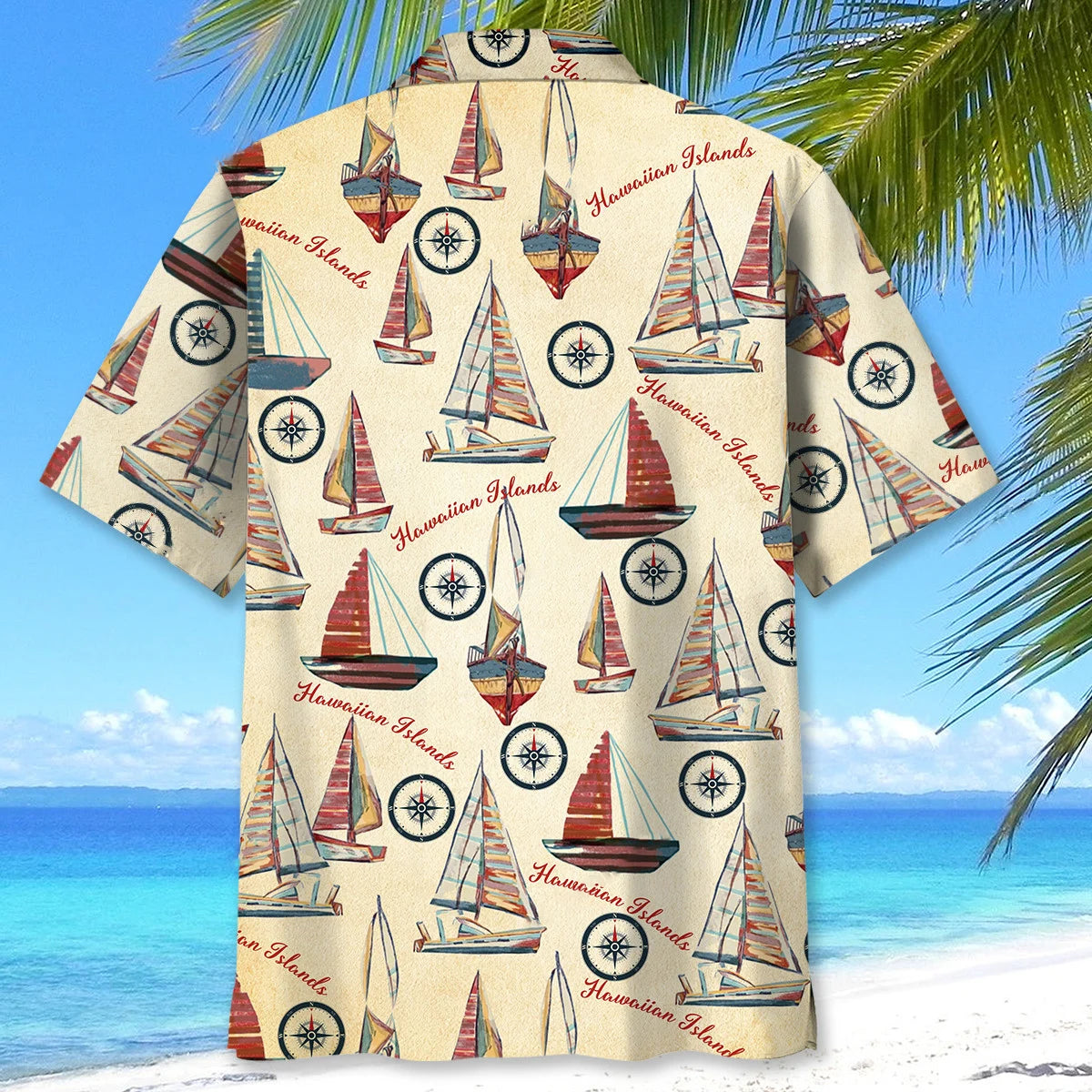 Sailboat Island Hawaiian Shirt, custom shirt gift for men (view 4)