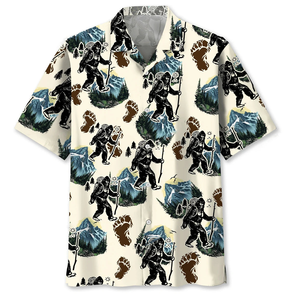 Sasquatch Hiking Trail Hawaiian Shirt, custom shirt gift for men (view 4)