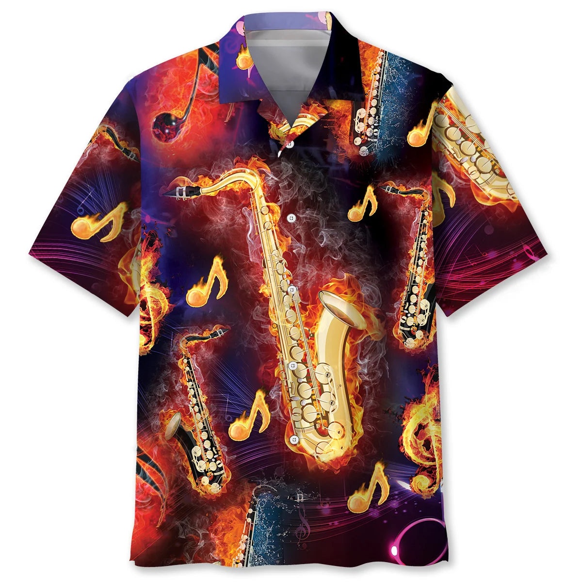 Saxophone Colorful Hawaiian Shirt, custom shirt gift for men (view 2)