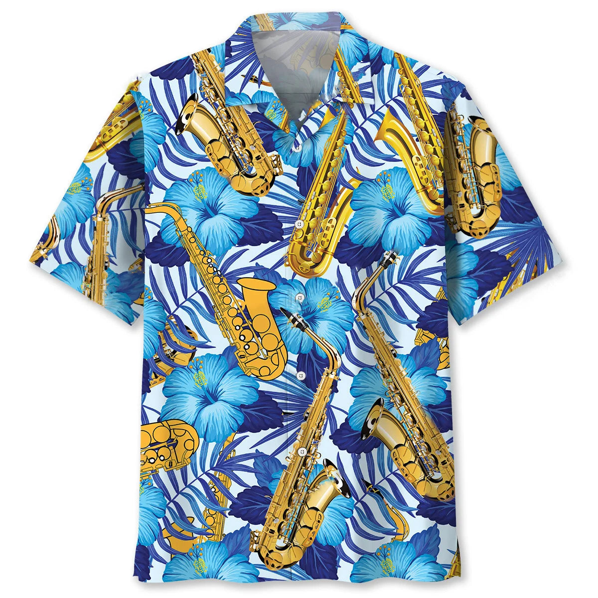 Saxophone Tropical Hawaiian Shirt, custom shirt gift for men (view 4)