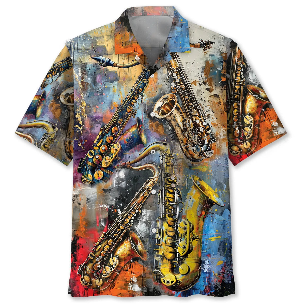 Saxophone Vintage Art Hawaiian Shirt, custom shirt gift for men (view 4)