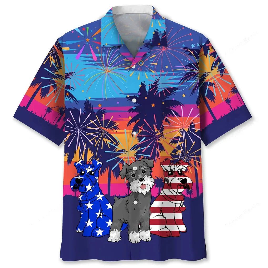 Schnauzer Firework Usa Hawaiian Shirt, patriotic gift for 4th of July (view 2)