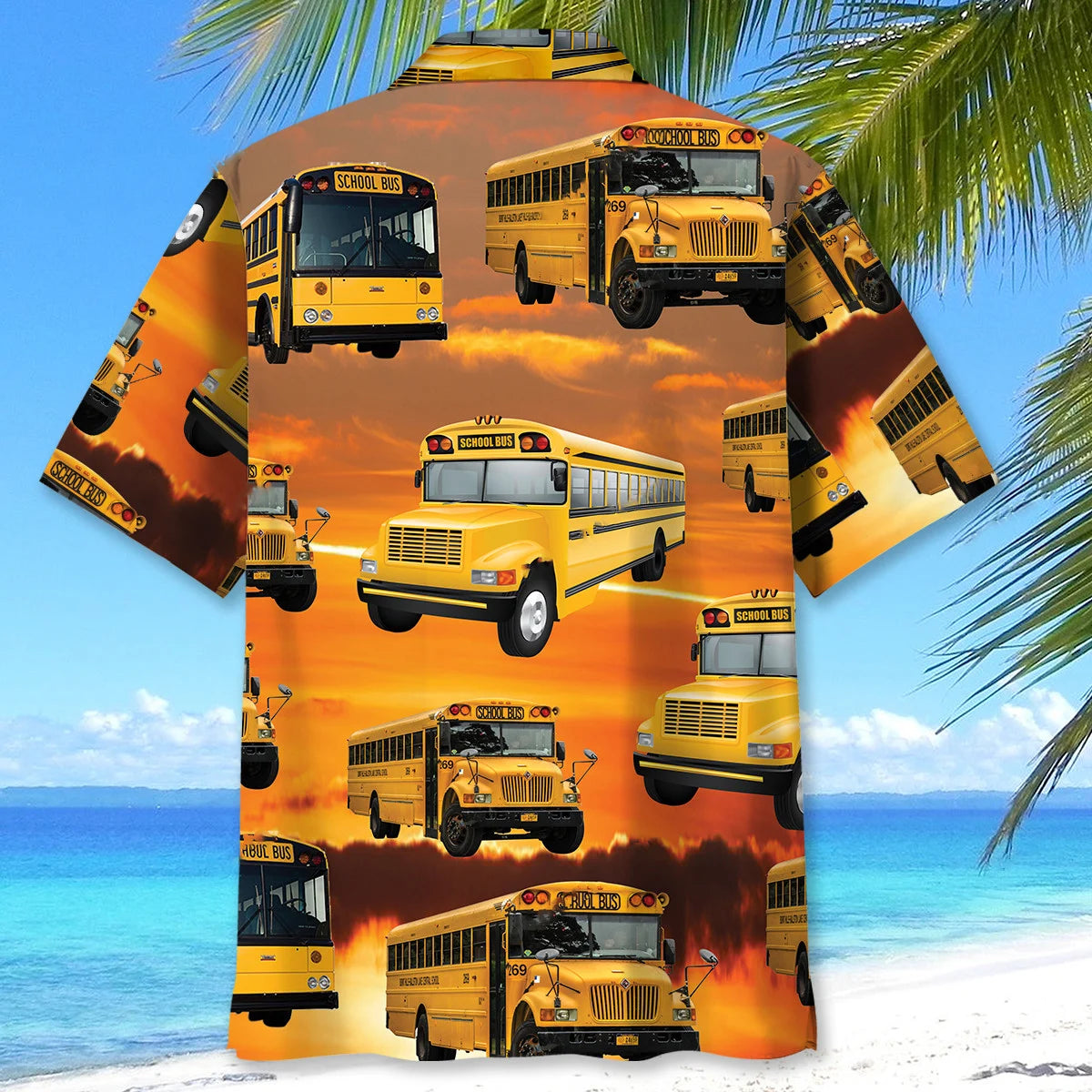 School Bus Sunset Hawaiian Shirt, custom shirt gift for men (view 4)