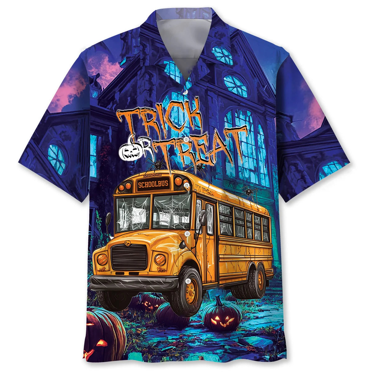 School Bus Trick or Treat Hawaiian Shirt, custom shirt gift for men (view 4)