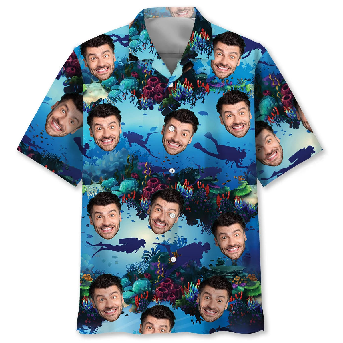 Scuba Diving Custom Face Hawaiian Shirt, custom shirt gift for men (view 4)
