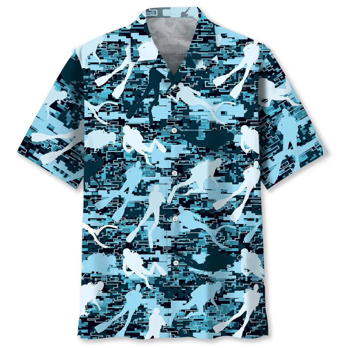 Scuba Diving Hard Camouflage Hawaiian Shirt, custom shirt gift for men (view 2)