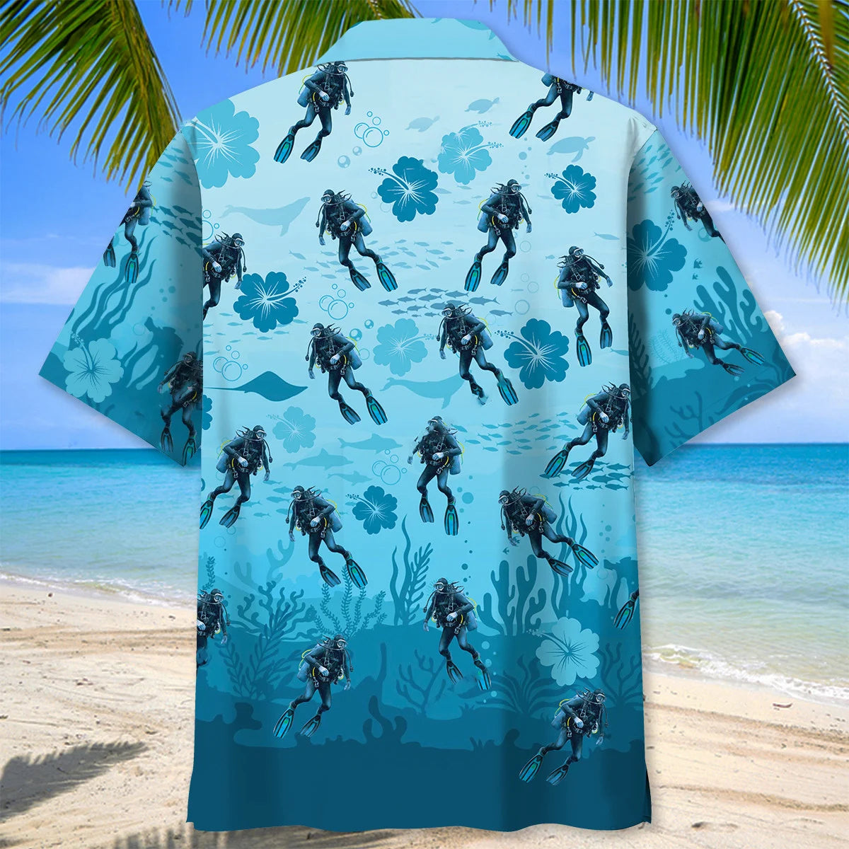 Scuba Diving Hibiscus Hawaiian Shirt, custom shirt gift for men (view 4)