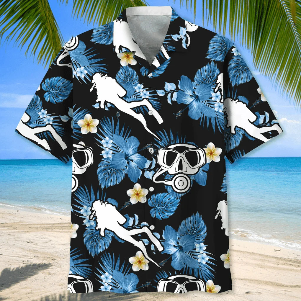Scuba Diving Nature Hawaiian Shirt, custom shirt gift for men (view 2)