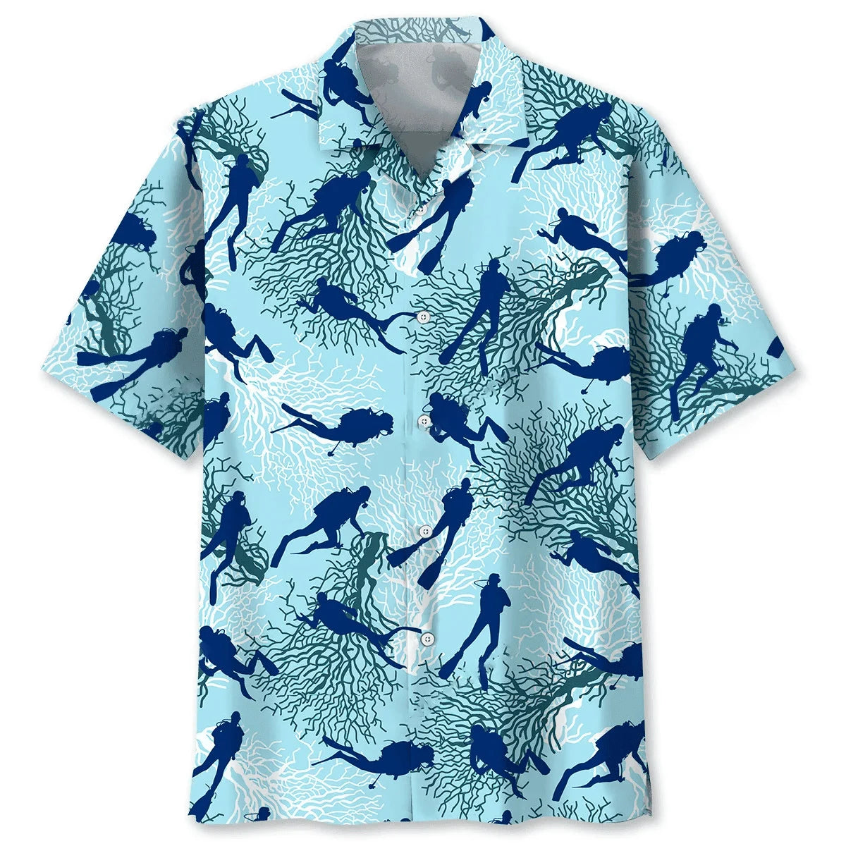Scuba Diving Ocean Light Hawaiian Shirt, custom shirt gift for men (view 4)