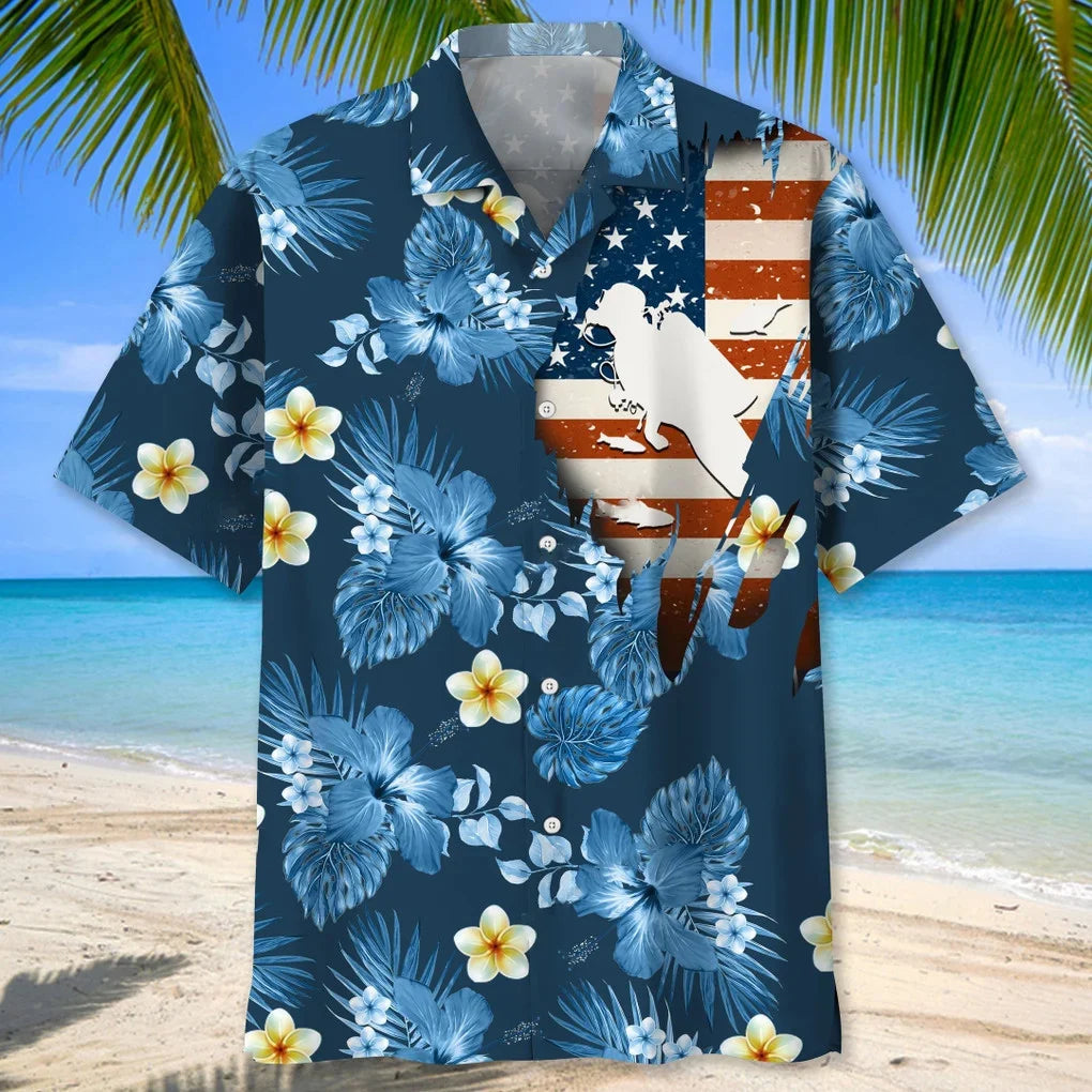 Scuba Diving Usa Blue Tropical, patriotic gift for 4th of July (view 2)