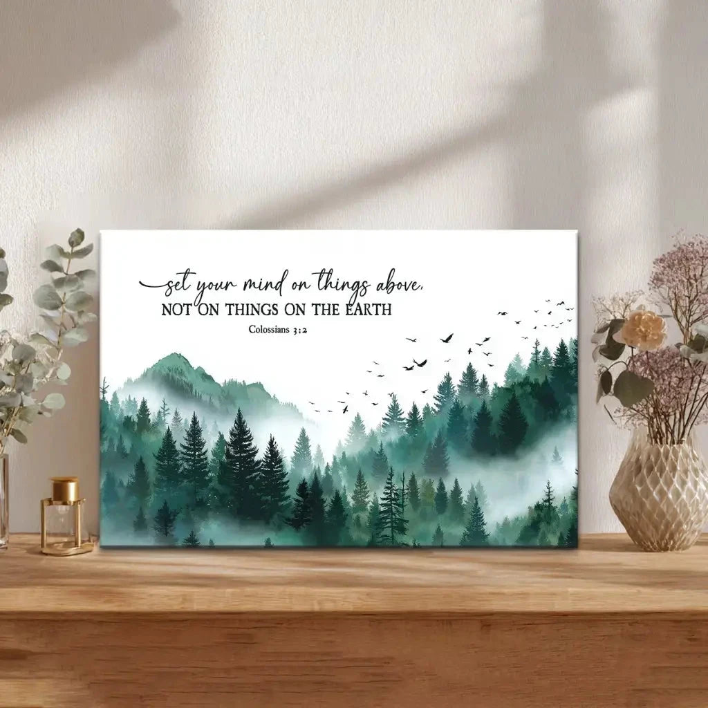 colossians 3 2 set your mind on things above wall art canvas (Landscape) (view 7)