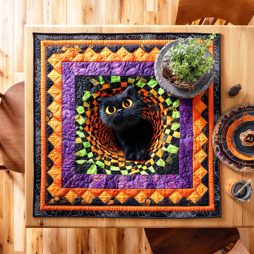 Shadow Cat Quilted Table Topper
