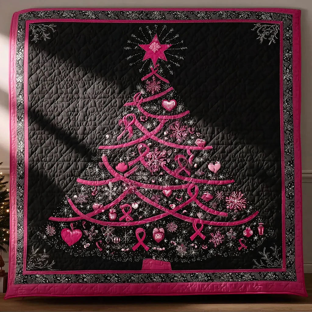 Shining Christmas Tree Heart Quilt Blanket