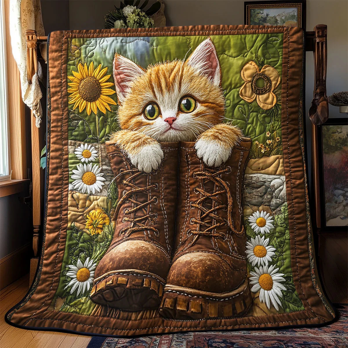 Shoes Cat Quilt Blanket