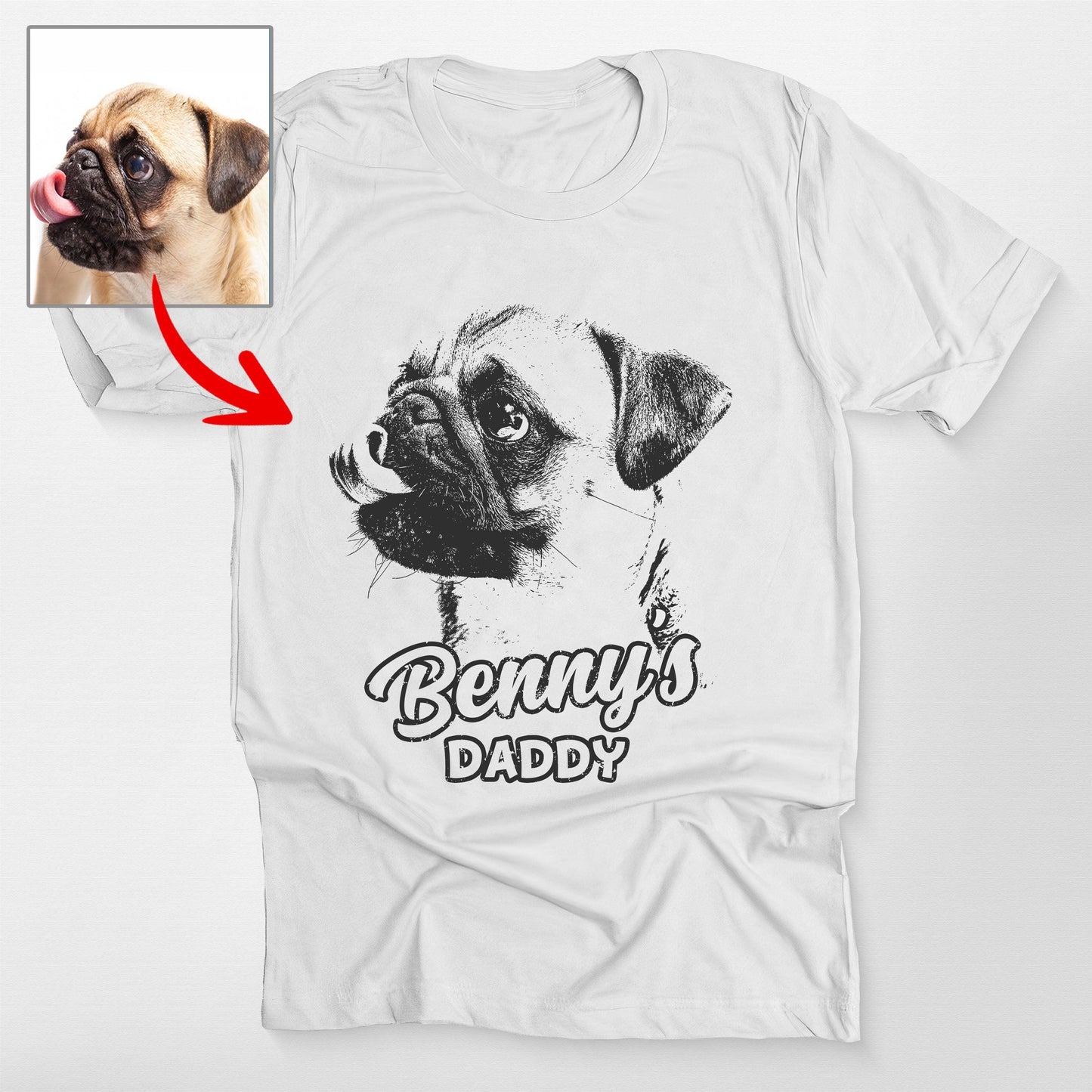 Sketch Custom Dog Portrait Bella Canvas T-Shirt, custom pet portrait gift for pet lovers (view 8)