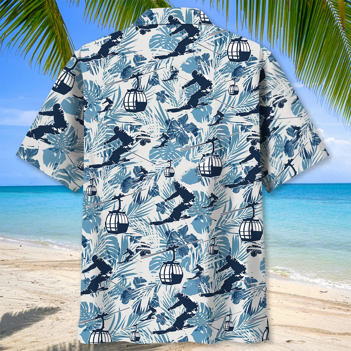 Skiing Hibiscus Hawaiian Shirt, custom shirt gift for men (view 4)