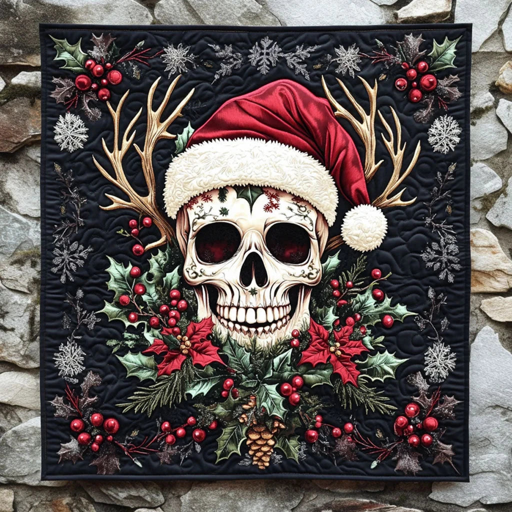 Skull Holly Night Quilt Blanket