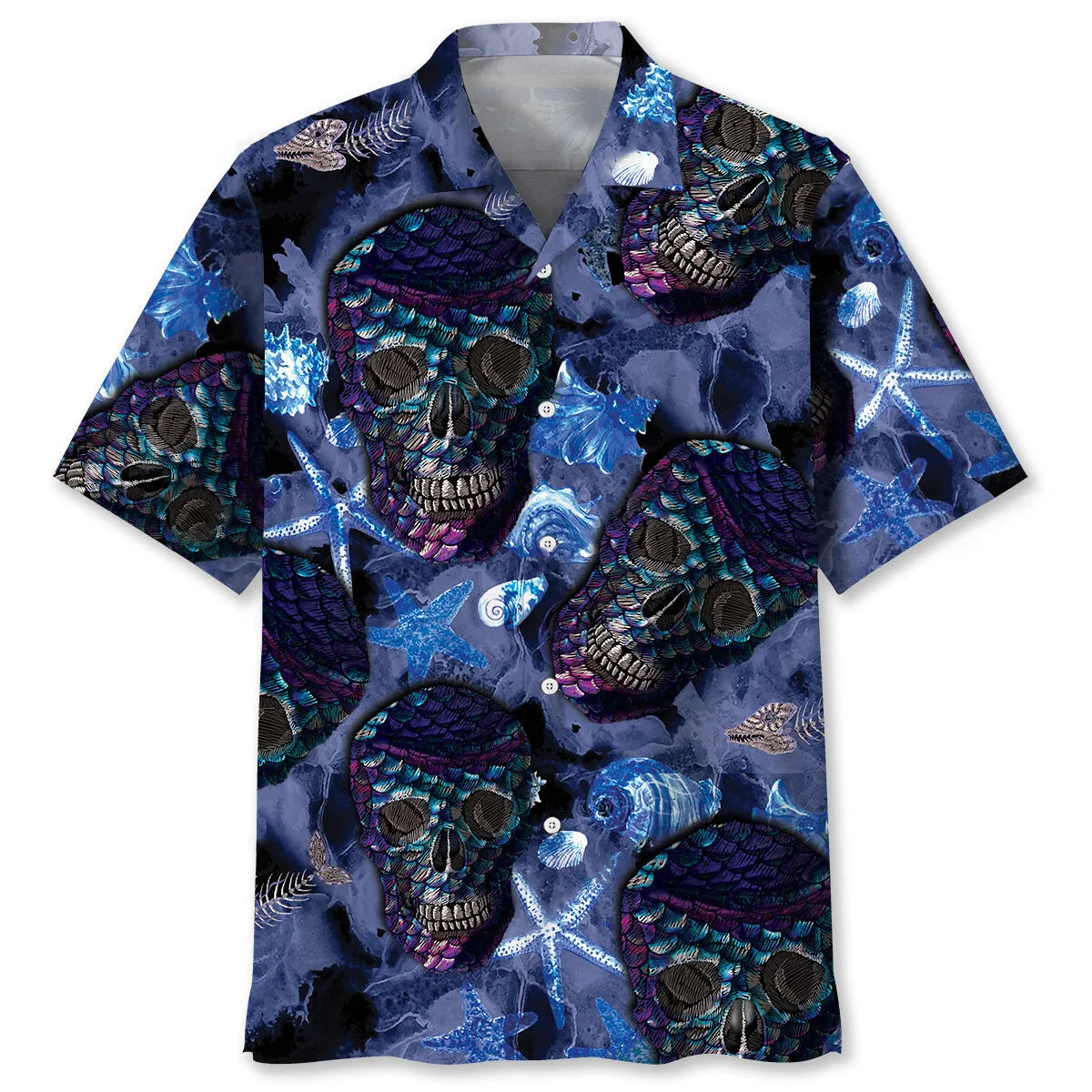 Skull Mermaid Hawaiian Shirt, custom shirt gift for men (view 4)